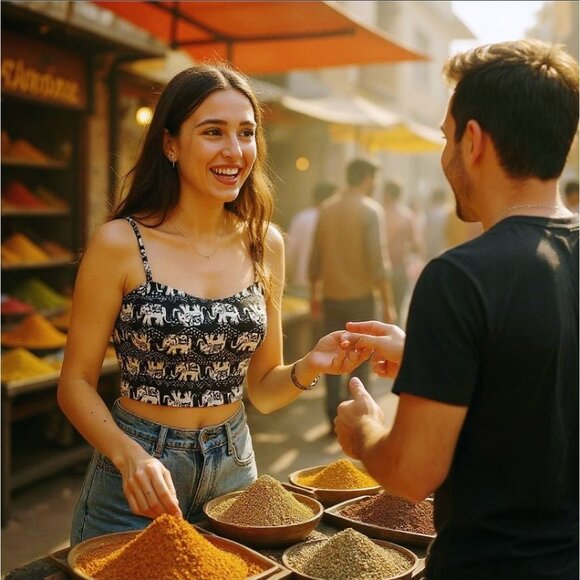 Forever 21 Elephant Print Cami Top | Cropped Adjustable Boho Travel Vibes S - Picture 8 of 8